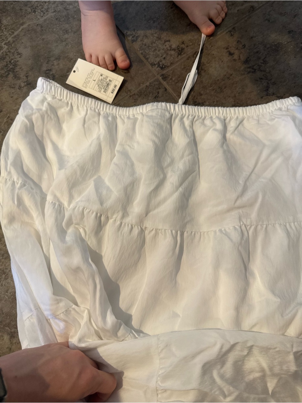 Tiered White Women’s Skirt - Lightweight Summer Layered Design - Picture 6 of 6